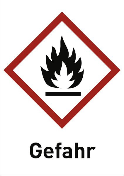 Moedel Entzündbar (GHS 02) Gefahr, Folie, 37x52 mm, VE: 500 Stück/Rolle, 56361