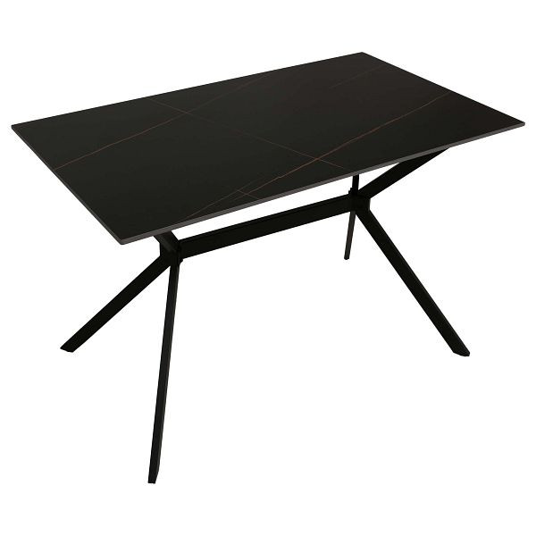 Mendler Esszimmertisch HWC-O58, Esstisch Sinterstein Metall, Marmor-Optik 120cm, schwarz-gold, 122203+122204