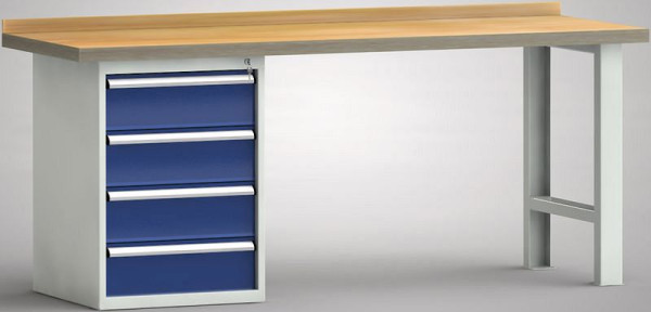 KLW Profi-Werkbank - 2000 x 700 x 845 mm L x T x H, links: 175EA/175EA/175EA/175EA rechts: U-Hut-Fußelement, WP515N-2000M45-E0804