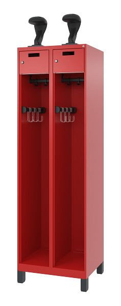 C+P Feuerwehrspind Evolo, Modell PRAKTUS, 2 Abteile, H1950xB600xT500 mm, Feuerrot, Füße, 0492015-20 S10008