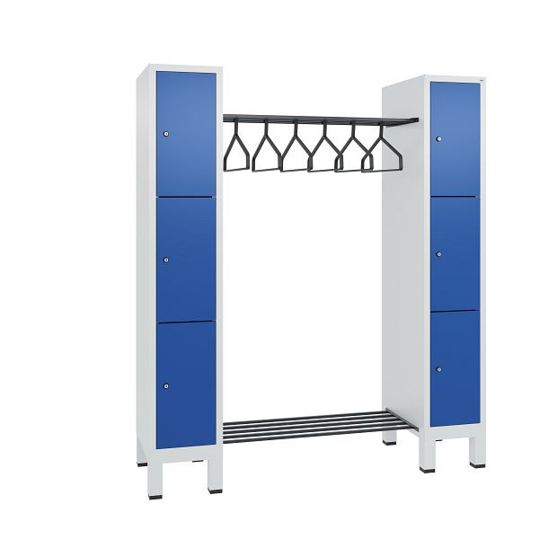 C+P Garderobe Evolo, 6 Fächer, H1850xB1591xT500 mm, Lichtgrau/Enzianblau, 48406-00 S10087