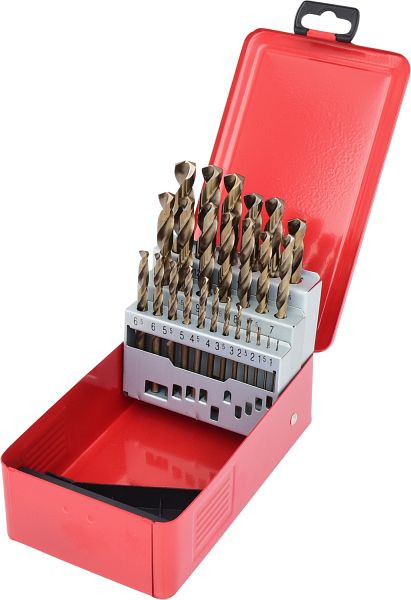 KS Tools HSS-G Co 5 Spiralbohrer-Satz, Stahlblechkassette, 25-teilig, 1-13mm, 330.3613