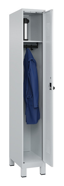 C+P Spind Evolo PLUS, mit Füßen, 1 Abteil, 1950x300x500mm, 7035/7035, Verschluss Drehriegel, Ablageböden 1, 049010-10 S10014