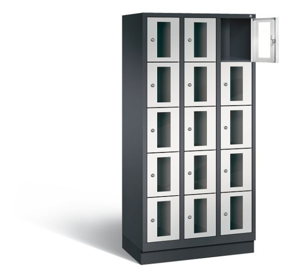 C+P Schließfachschrank Classic, H1800xB900xT500mm, Farbe: Schwarzgrau / Lichtgrau, 8020A305 S10014