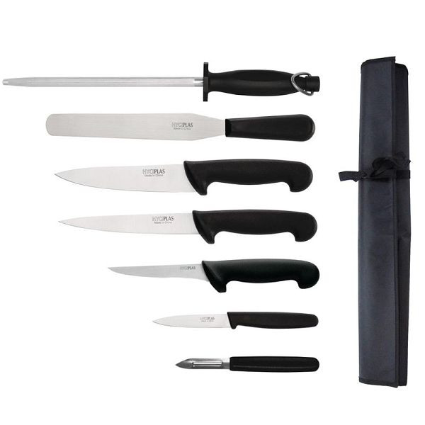 Hygiplas 7-teiliges Messerset mit 20cm Kochmesser und Tasche, F222