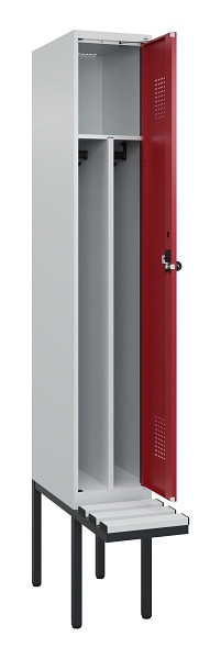 C+P Spind Evolo PLUS, 1 Abteile, 2120x300x815mm, 7035/3003, Haken 4, Drehriegel, Material Sitzfläche Kunststoff, 0490407-10F S10058