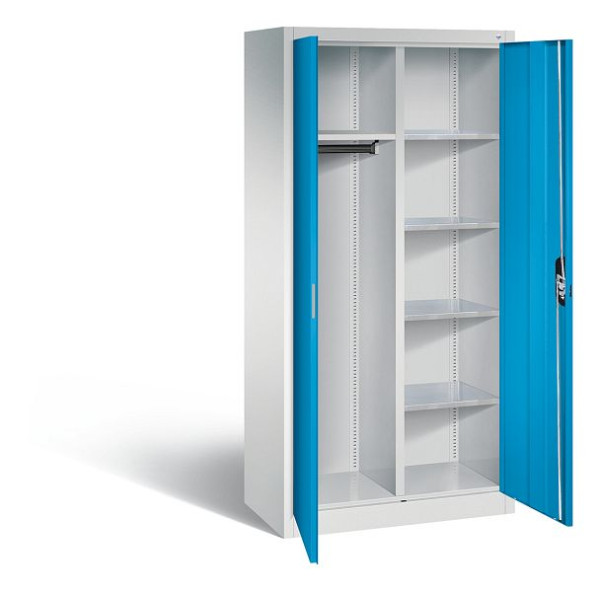 C+P Akten-/Garderobenschrank Acurado, H1950xB930xT500mm, Farbe: Lichtgrau / Lichtblau, Muldengriff, 8921-312 S10254