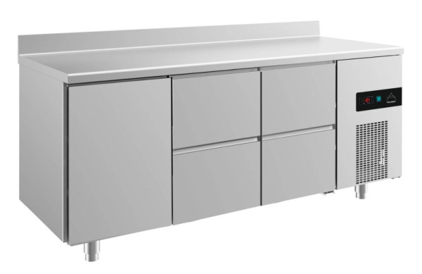 A&S Polarny Kühltisch -2 bis +8°C mit 1x Tür links und 2x zwei Schubladen, 1865 x 700 x 850 mm, mit Aufkantung, KT3TZZA