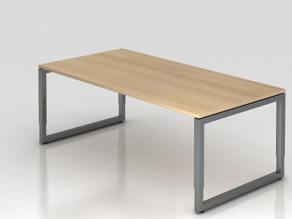 Hammerbacher Schreibtisch O-Fuß eckig 200x100cm Eiche/Graphit, Rechteckform mit schwebender Tischplatte, VRS2E/E/G