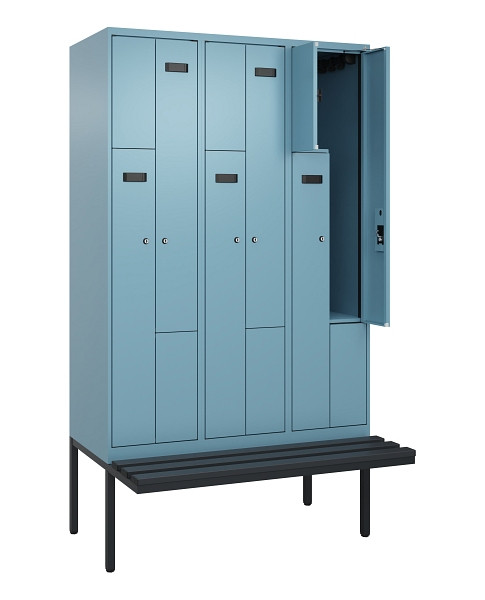 C+P Z-Spind Evolo PLUS, Bank, 6 Fächer, 2120x1200x815mm, 0010/0010, Zylinderschloss, Material Sitzfläche Kunststoff, 0490437-326 S10102
