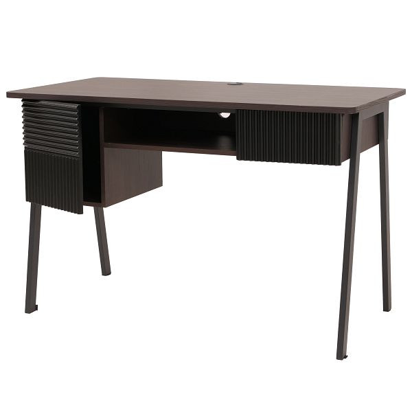 Mendler Schreibtisch HWC-O40, Bürotisch Computertisch, MDF Metall Melamin 78x120x60cm, Walnuss-Optik, 139115+139116