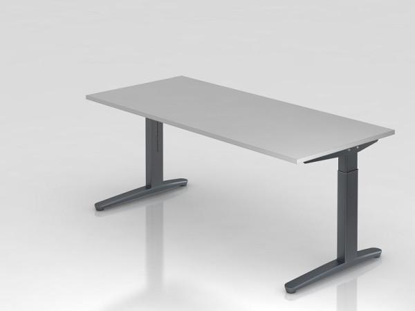 Hammerbacher Schreibtisch C-Fuß 180x80cm Grau/Graphit, Rechteckform, VXB19/5/GG
