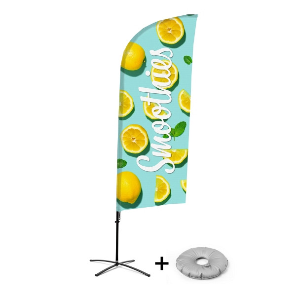 Showdown Displays Beachflag Alu Wind Komplett-Set Smoothies Zitrone Kreuzständer, BFAW310-CB30-WB-I76