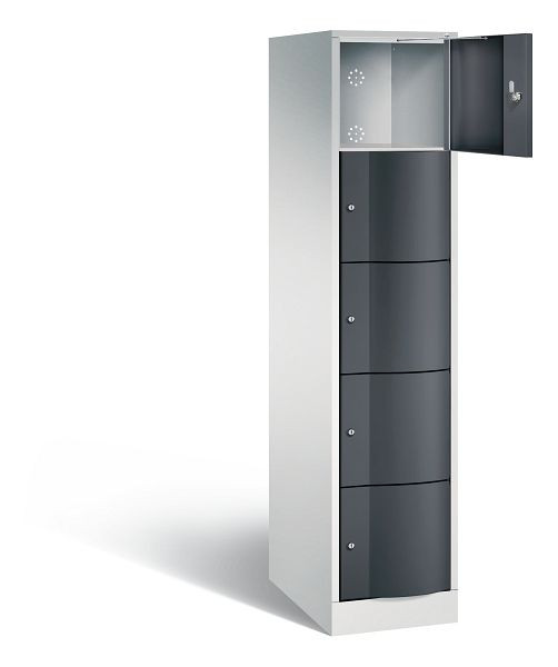 C+P XL-Schließfachschrank Resisto, H1950xB396xT640mm, Farbe: Lichtgrau / Schwarzgrau, 8570-173 S10056
