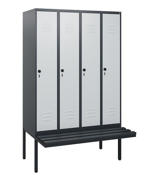 C+P Umkleidespind Classic PLUS, 4 Abteile, 1950x1200x815mm, 7016/7035, Drehriegel, 0800405-40 S10043