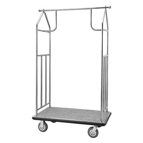 VEVOR Hotelgepäckwagen, 362 kg, Edelstahl, grauer Teppichboden, 15 cm Gummiräder, ideal für Hotels, Silber, XLYTCPDSYS6ISLS2DV0