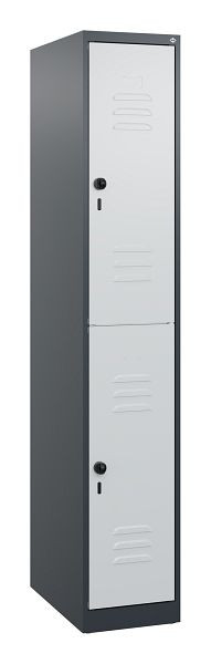 C+P Doppelstöckiger Spind Classic PLUS, 1700x300x500mm, 7016/7035, Drehriegel, 0803007-10 S10011