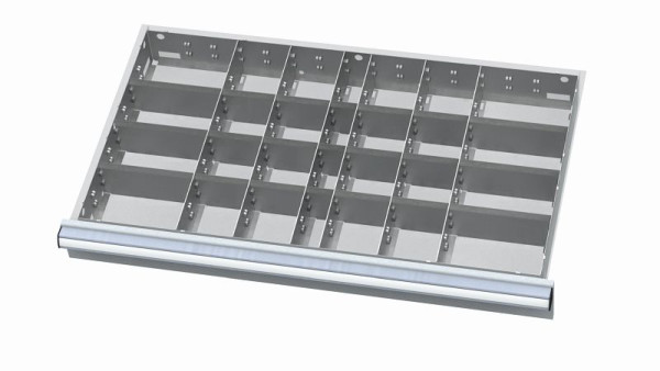 Simplaflex Metalleinteilung für Schubladen, 28 Fächer, Blendenhöhe: 100/125 mm, Innenmaß 800 x 450 mm, CL9E100MT04