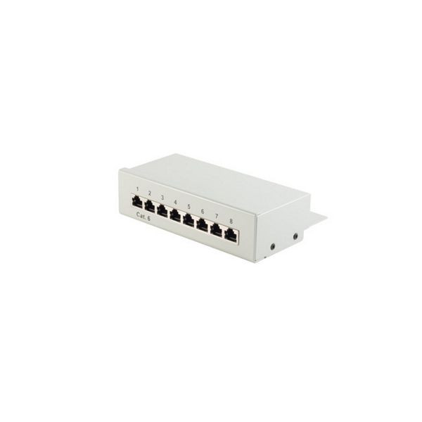 S-Conn Mini Patchpanel/ Patchfeld cat6 Desktop Gehäuse 8-Port lichtgrau, 75060