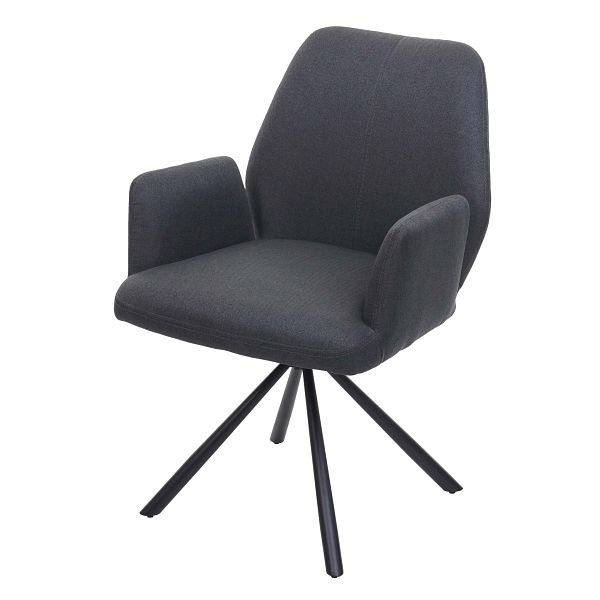 Mendler Esszimmerstuhl HWC-H71, Küchenstuhl Lehnstuhl Stuhl, drehbar Auto-Position Stoff/Textil Stahl, dunkelgrau, 73939