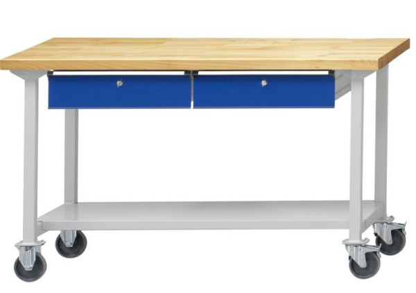 ANKE Werkbänke Arbeitstisch, Modell 65, 1500 x 700 x 890 mm, RAL 7035/5010, BMP 40 mm, 400.881