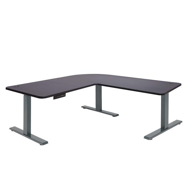 Mendler Eck-Schreibtisch HWC-D40, Computertisch, elektrisch höhenverstellbar 178x178cm 84kg, schwarz, anthrazit-grau, 62776+75749