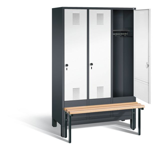 C+P Garderobenschrank Evolo, H1850xB1200xT815mm, Farbe: Schwarzgrau / Verkehrsweiß, 48030-32 S10144
