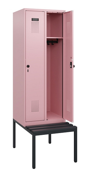 C+P Spind Evolo PLUS, 2 Abteile, 1950x600x815mm, 3015/3015, Drehriegel, Sitzfläche Kunststoff, Sitzbank, 0490505-20 S10078