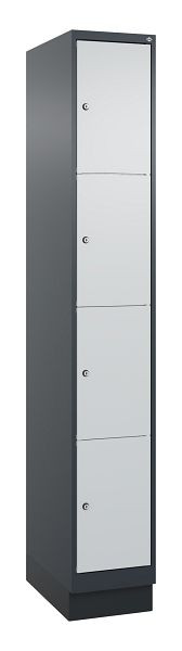 C+P Schließfachschrank Classic PLUS, Sockel, 1950x300x500mm, 7016/7035, mit 4 Fächern, 080020-104 S10016