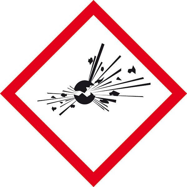 SafetyMarking GHS-Gefahrenpiktogramm, Symbol 01: explodierende Bombe, BxH 5x5 cm, Folie, selbstklebend, spezieller Oberlächenschutz, 39.0050-01
