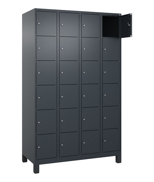 C+P Schließfachschrank Evolo PLUS, mit Füßen, 24 Fächer, 1950x1200x500mm, 7016/7016 Anthrazitgrau, 049010-406 S10016