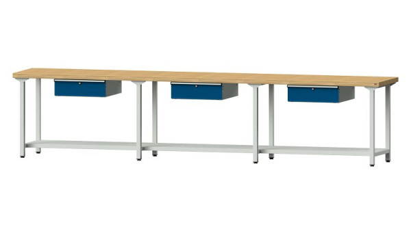 ANKE Werkbänke Arbeitstisch, Modell 103, 4050 x 700 x 900 mm, RAL 7035/5010, BMP 50 mm, 400.535