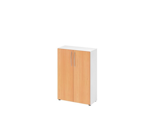 Hammerbacher Schrank 4550 BM, 3 OH, Farbe Korpus: Weiß / Farbe Front: Buche, 80 x 34,6 x 114,4 cm (BxTxH), Bogengriff BM, V4550/W/6/BM