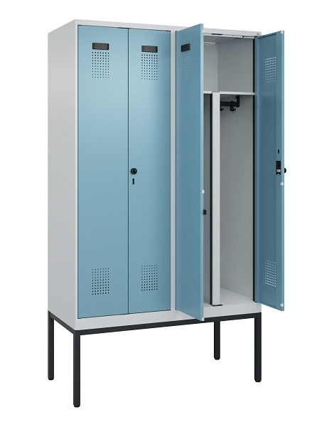 C+P PSA Doppel-Spind Evolo PLUS, Gestell, 4 Abteile, 2120x1200x500mm, 7035/0010, Drehriegel, 0490327-40P S10009