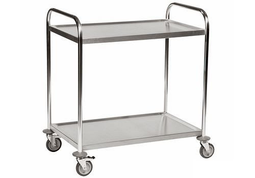Kongamek Edelstahl-Etagenwagen KM, 2 Böden, 100 Kg, 910x590 mm, 4 Lenkrollen PU, Bremse, 255346