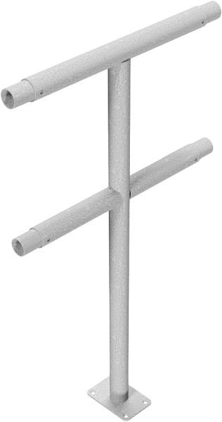 Schake Mittelpfosten für Schutzgeländer, aus Stahlrohr Ø48mm, Breite: ca. 500mm, Gesamthöhe: 1000 mm, mit Querholm, mit Bodenplatte zum, Aufdübeln, 448_81P