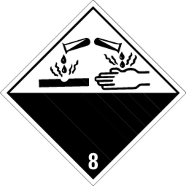 Schilder Klar Verpackungskennzeichnung Gefahrenklasse 8, Ätzende Stoffe, 300x300 mm Folie selbstklebend, 577/63