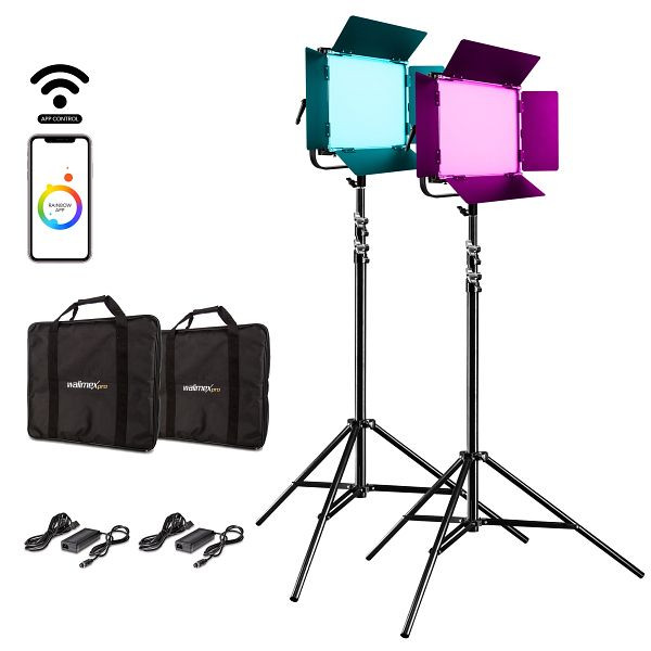Walimex pro LED Rainbow 100W RGBWW Set 2 (2x Rainbow 100W, 2x Lampenstativ GN-806), 1023067