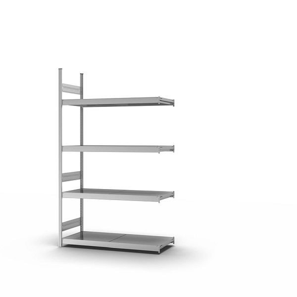 hofe Großfach-Anbauregal, 2500x500x1500 mm, 4 Fachebenen, verzinkt, 350 kg Fachlast, 1750 kg Feldlast, zweiseitige Bedienung, GZA25515B
