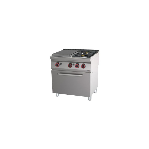 Casselin Gasherd mit 2 Kochstellen und 1 Coup de Feu-Platte mit Gasofen GN 1/1 HP 80 - Linie 700, C7FOG2F1PFG80