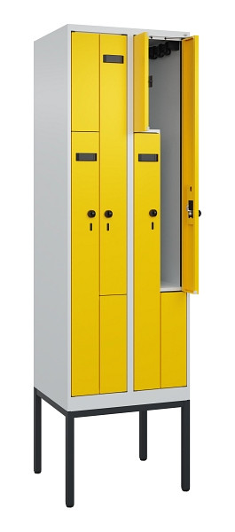 C+P Z-Spind Evolo PLUS, Gestell, 4 Fächer, 2120x600x500mm, 7035/1023, Drehriegel, 0490337-204 S10003