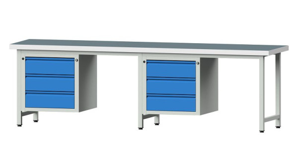 ANKE Werkbänke Kombiwerkbank, Modell 736 E, 2800 x 700 x 850 mm, RAL 7035/5012, UBP 50 mm, 511.013