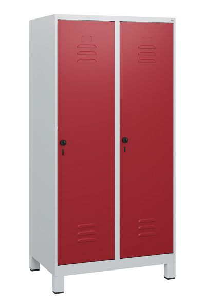 C+P Umkleidespind Classic PLUS, Füße, 2 Abteile, 1630x800x500mm, 7035/3003, Drehriegel, 0800105-22 S10001