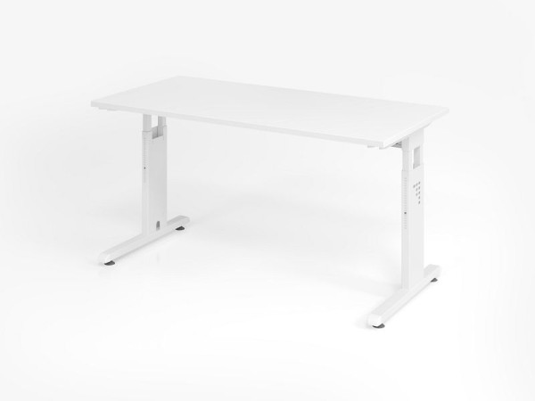 Hammerbacher Schreibtisch OS614, 140 x 67 cm, Platte: Weiß, 25 mm dick, 2 mm ABS-Kante, Rechteckform, Weiß, VOS614/W/W