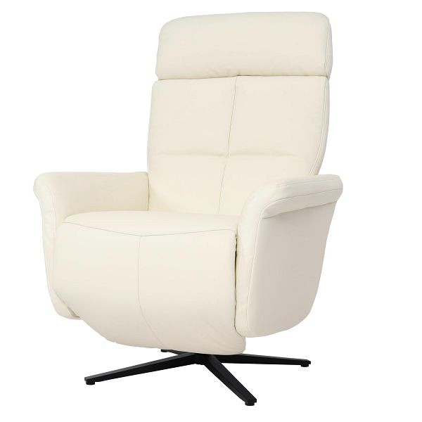 Mendler Relaxsessel HWC-L10, Design Fernsehsessel TV-Sessel Liegesessel, Liegefunktion drehbar, Voll-Leder, creme-weiß, 98379