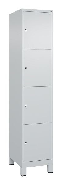 C+P Schließfachschrank Classic PLUS, Füße, 1950x400x500mm, 7035/7035, mit 4 Fächern, 080010-124 S10009
