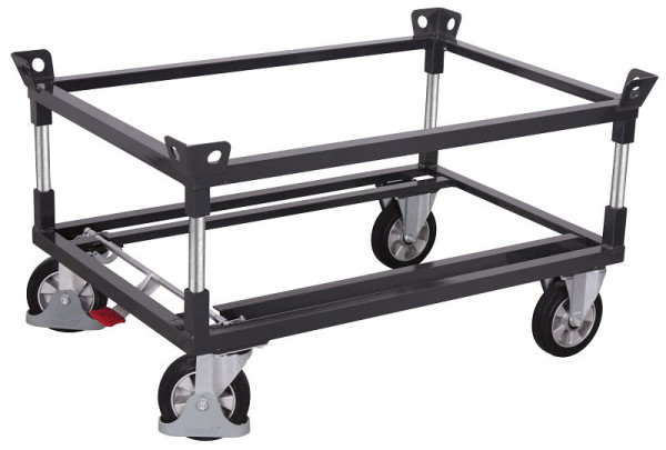 VARIOfit Fahrgestell mit 2 Winkelrahmen, Ladefläche: 1.210 x 810 mm, RAL 7016 anthrazitgrau, Radsatz: Bereifung aus Elastikvollgummi, sw-870.101/AG