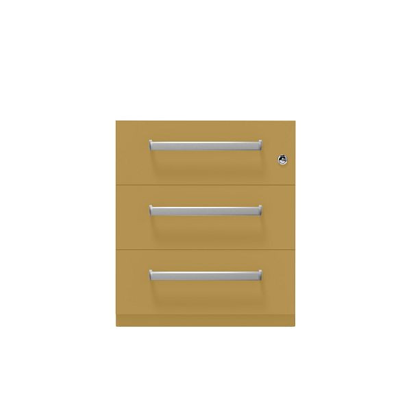 Bisley Rollcontainer Note™, 3 Schubladen, Tiefe 775 mm, Designgriff, 682 dijon, NWH79M7BBB682