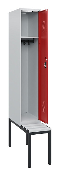 C+P Spind Evolo PLUS, 1 Abteil, 1950x300x815mm, 7035/3000, Zylinderschloss, Material Sitzfläche Kunststoff, Sitzbank, 0490505-10 S10084