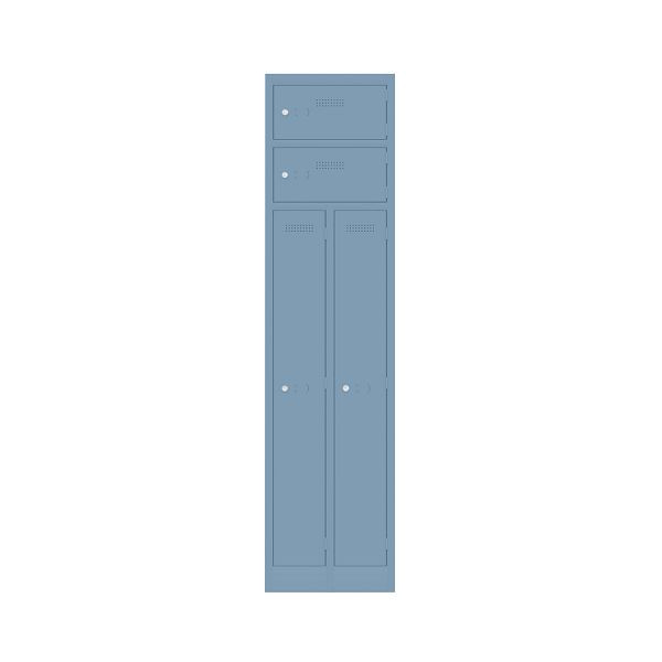Bisley Garderobenschrank Primary Locker, Garderobenkombination 2 Abteile und 2 Fächern oben, 605 blau, PLF4545D4605